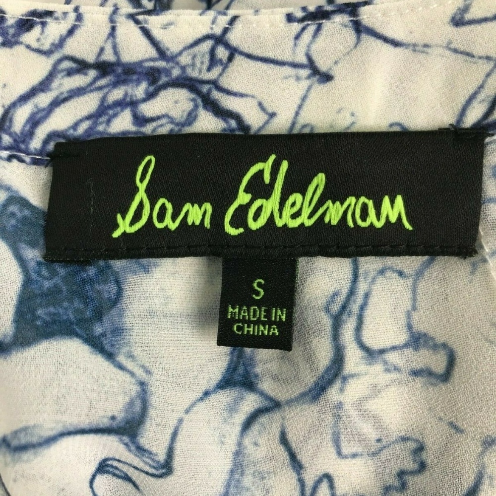 Sam Edelman Blue White Floral Print Pullover Top S - Picture 6 of 6
